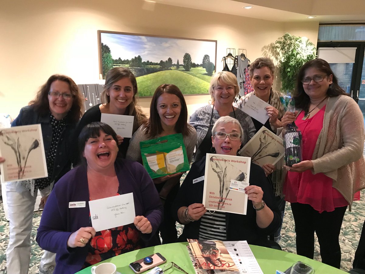 A table full of winners! Congratulations ladies for winning these amazing door prize! A tribe that wins together, stays together. #gwinguelph #womeninbiz