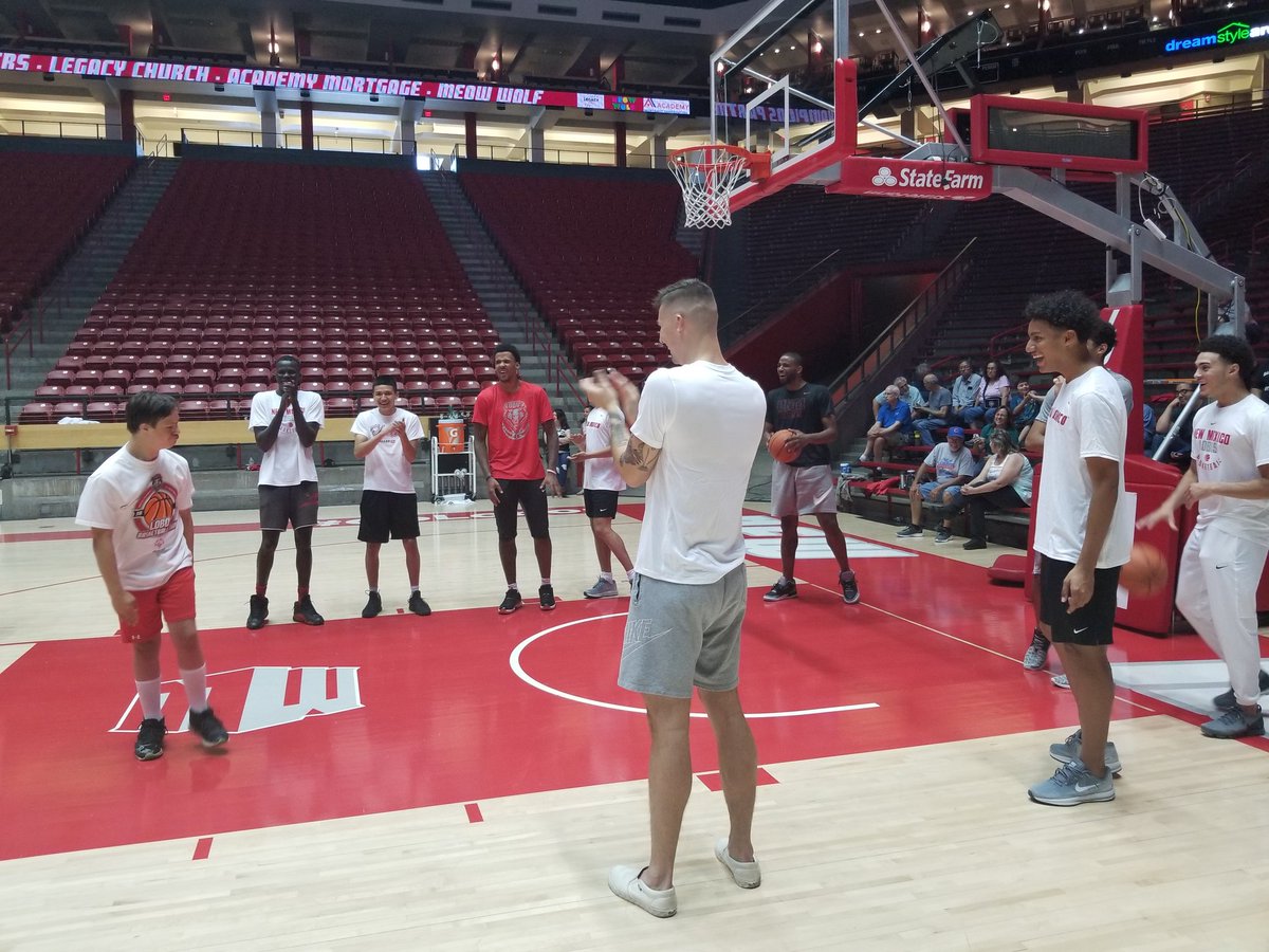 UNMLoboMBB's tweet photo. Huge thank you to @SONewMexico for coming out to The Pit today! We had a blast shooting hoops with you in today's Special Olympics Camp! #GoLobos https://t.co/kG1XQcDjuy