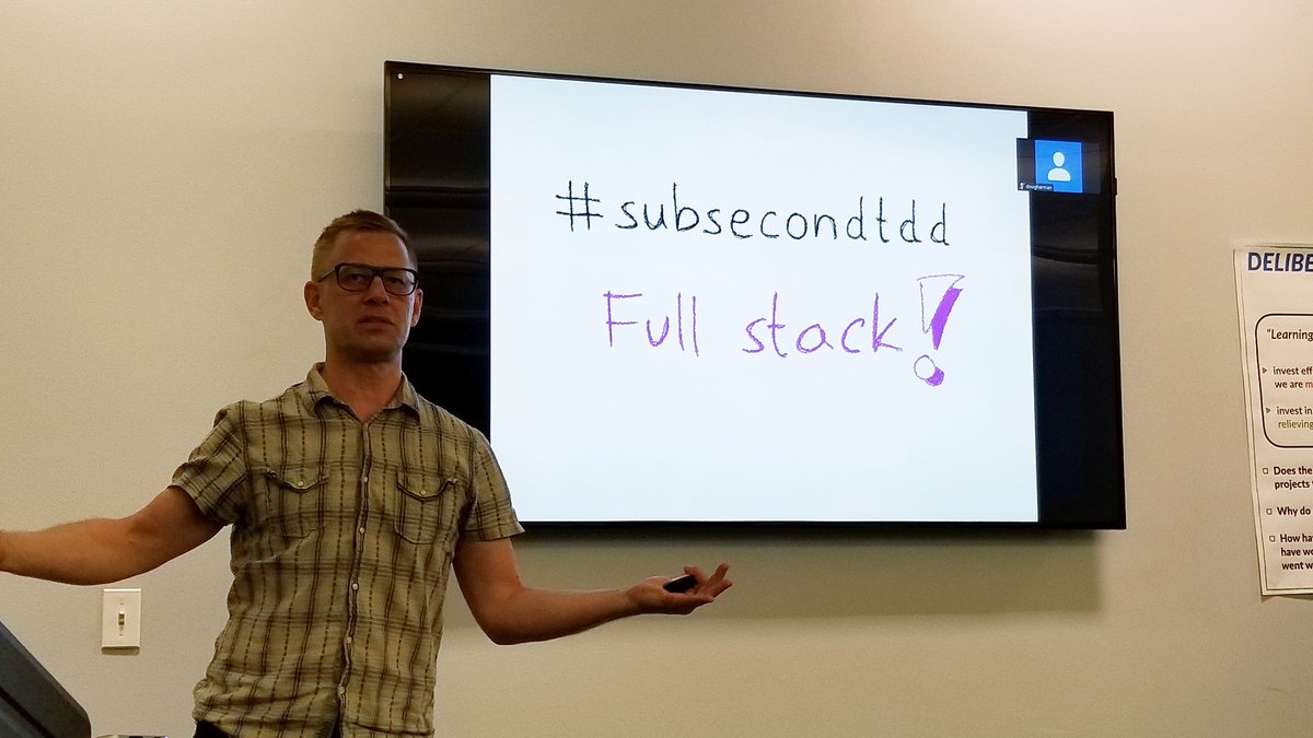 ChicagoRuby's tweet photo. Let's get it trending! @aslak_hellesoy teaches the ChicagoRuby Downtown crowd how to optimize their test suite for speed #subsecondtdd https://t.co/wDIasL5S1P