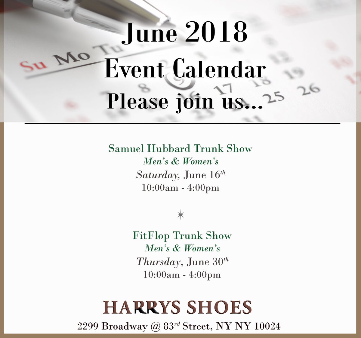 Harrysshoes's tweet photo. Special Events at Harrys Shoes for June 2018 #HarrysShoes https://t.co/YOo5qSgzcK
