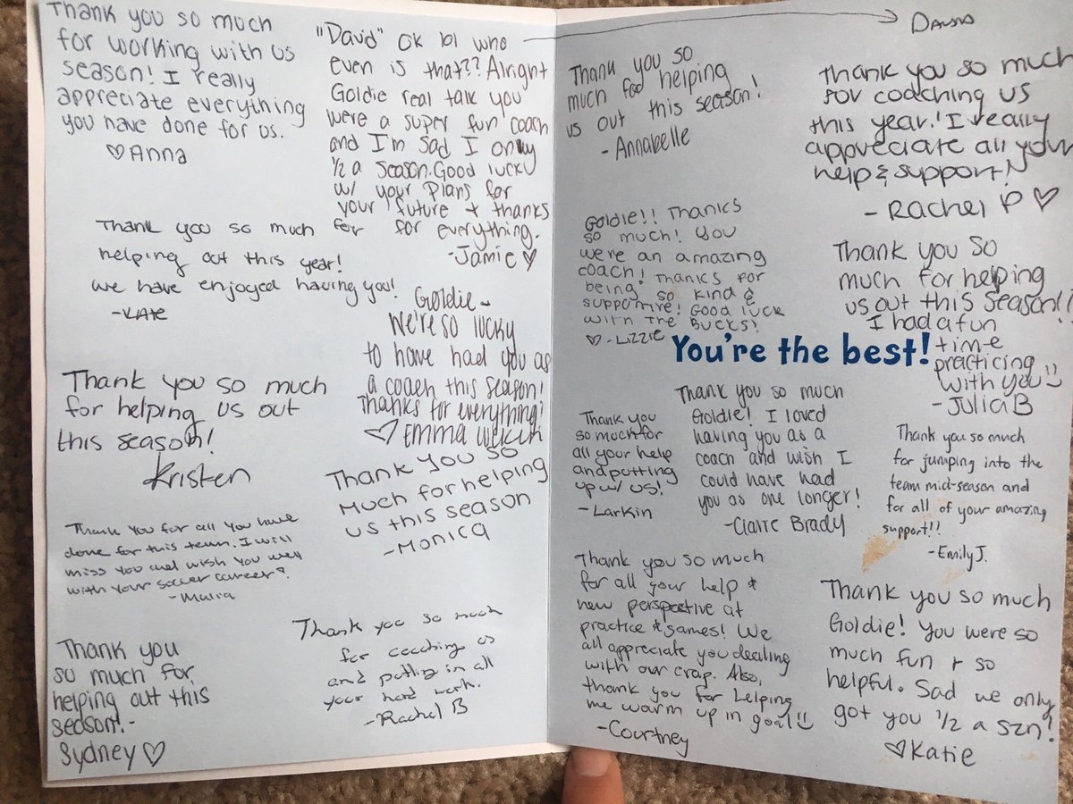 Thank you and congratulations to all the women of <a href="/GrovesSoccer/">Groves Girls Soccer</a> for all the hard work you’ve put in this season and the kind messages you’ve left me. #GoFalcons