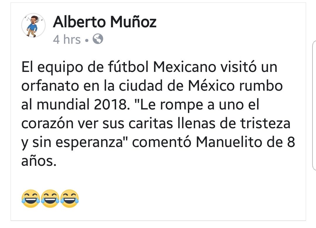 Pizu's tweet photo. "El equipo de fútbol Mexicano visitó un orfanato en la ciudad de México rumbo al mundial 2018. "Le rompe a uno el corazón ver sus caritas llenas de tristeza y sin esperanza" comentó Manuelito de 8 años."

😂😂😂
#Rusia2018 https://t.co/iFtAljU9md