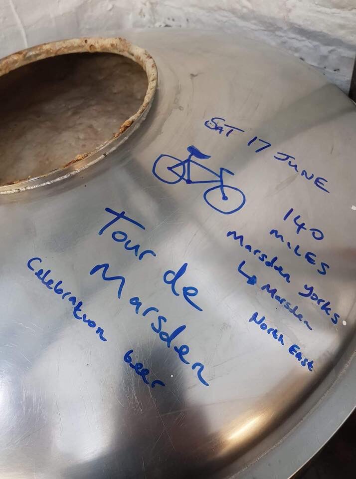Our brewer <a href="/rfarmitage/">Richard</a> is brewing a one off beer 'Tour De Marsden' in honour of a charity cycle being undertaken by our local group, Marsden Racers, to raise funds for Macmillan Cancer Trust. 

The group are cycling from Marsden to Marsden in the North (140miles!) on 17th June.