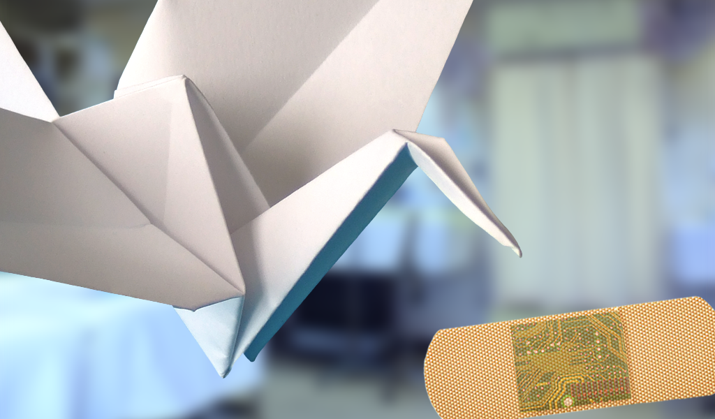 PresOnCorp's tweet photo. Origami-inspired adhesive film accommodates wearable #electronics while also being a better bandage: https://t.co/BITEWa1w9h https://t.co/Ajs3o3117p