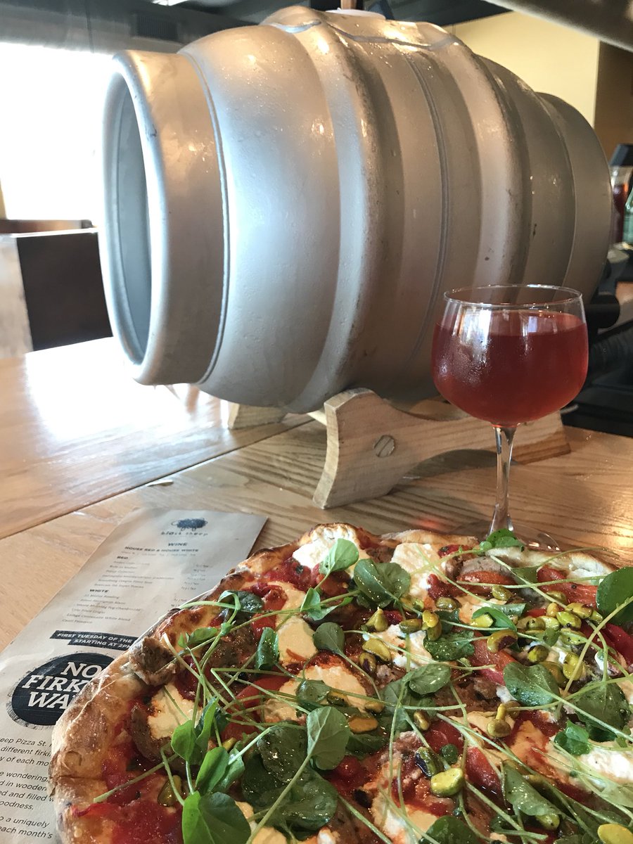 milkhoneyciders's tweet photo. Firkins been tapped!! Dry cider with cherries, citrus &amp; bitter herb paired with sausage, feta, pistachio &amp; watercress pizza! #MNCiderWeek https://t.co/yei9H7mGbB