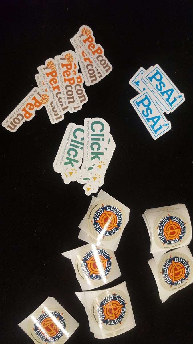jdshindler's tweet photo. Sticker swag! #CreativeProWeek #InDesignconf #psai #click https://t.co/YCvyrY7XrV
