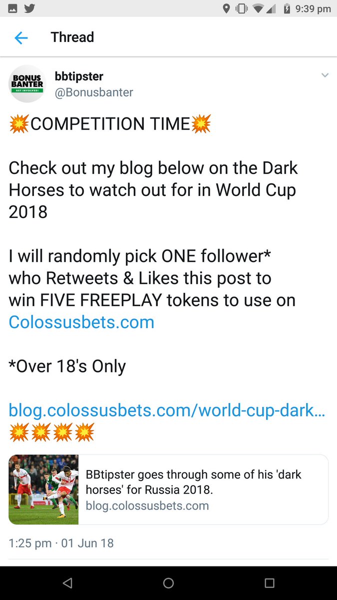 Bonusbanter's tweet image. ☢️GIVEAWAY WINNER☢️

#WinnerWinnerChickenDinner 

Well done to @palmerstonblues on being the winner of our competition to win FIVE freeplays on @ColossusBets just in timefor some HUGE world Cup pools!!

#BeColossus