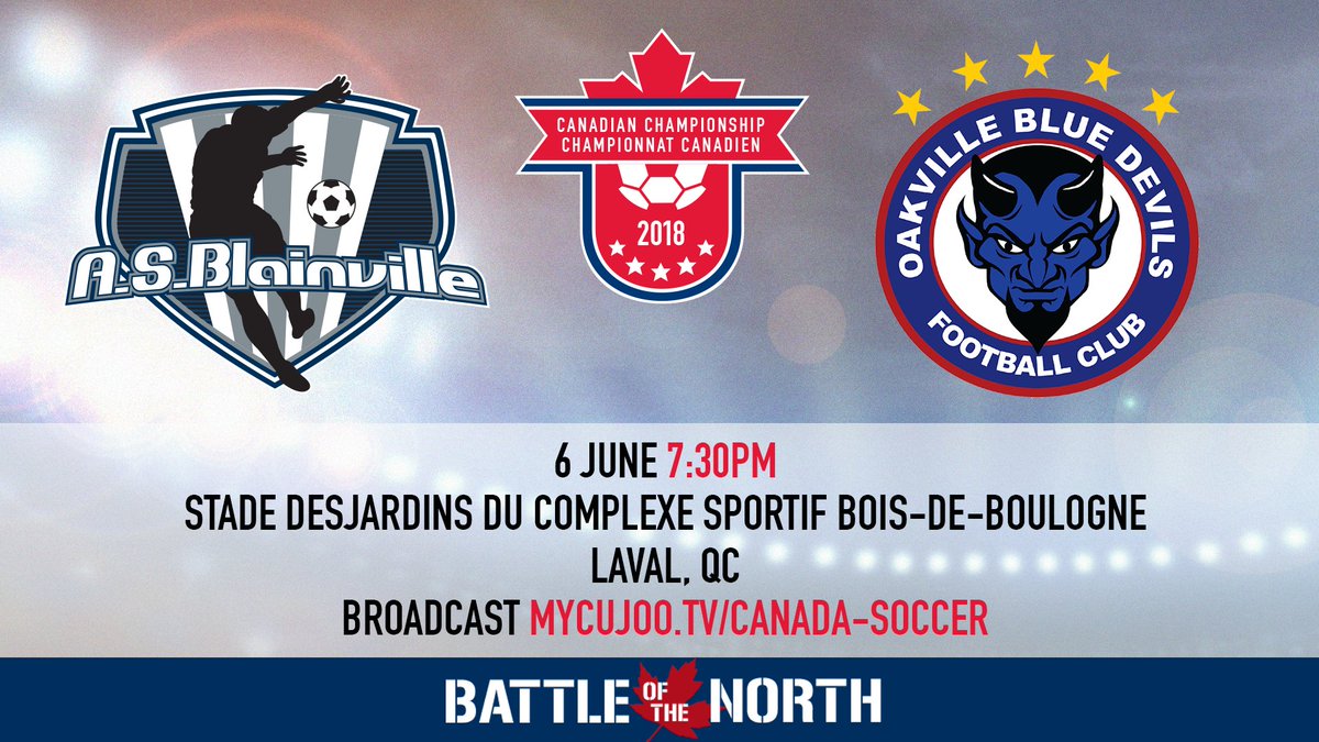 The 2018 Canadian Championship is kicking off tomorrow! 🏆🇨🇦

Watch <a href="/ASBlainville/">ASBlainville</a> face @OakBDevils LIVE on mycujoo.tv/video/canada-s… at 19:30 ET / 16:30 PT!