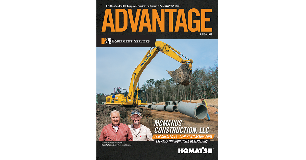 CPIMags's tweet photo. Read about McManus Construction, an H&amp;E Equipment customer whose civil contracting company has spanned three generations. It's all inside the latest issue of the H&amp;E Advantage – in mailboxes this week! https://t.co/TZIyrLVVv4
#komatsu #louisiana #civilcontracting #famillybusiness https://t.co/bIeKcdPJGP