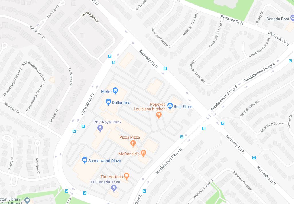 PeelPolice's tweet photo. #PRP in area of Kennedy/Sandalwood for a commercial robbery. Gun seen. No injuries. Suspect male, 6'4'', 35 years old, face covered, fled on foot. K9 and Tac attended, Central Robbery investigating. https://t.co/9wgdjy4pwC