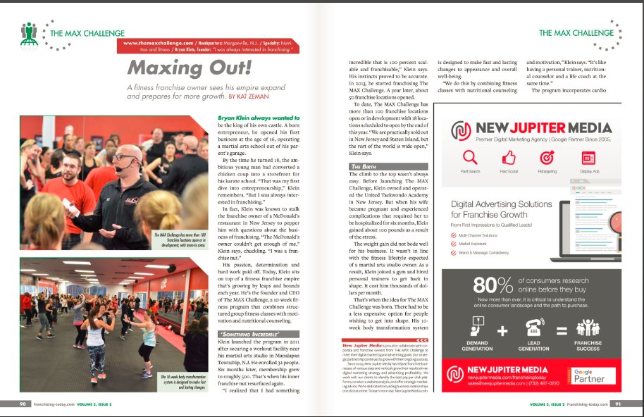 THEMAXChallenge's tweet photo. Thanks, @FranchisingMag for the fantastic write up in your latest issue! Our friends over at @shorelinemedia and @NewJupiterMedia make an appearance in the article too! 
https://t.co/RcaAAgpSjn https://t.co/RPtuCWlHyd