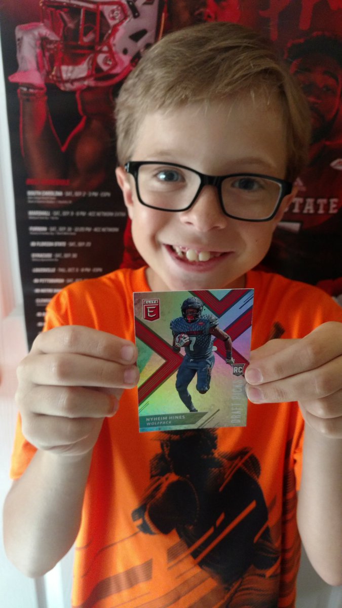 My 10 year old is beyond stoked! He just got one of his favorite Wolfpack football players card in his Elite pack today!  <a href="/TheNyNy7/">Nyheim Hines</a>