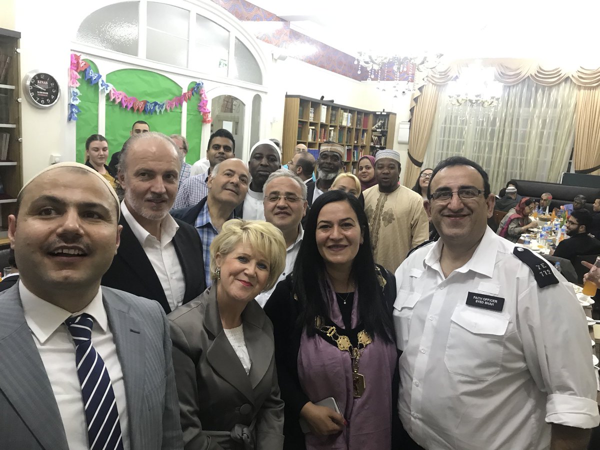 MPSEnfield's tweet photo. #faithcom Amazing Iftar all Faith community event at the Rumi mosque on Fore street. Attended by our new Mayor and so many leading Enfield community leaders. SMS https://t.co/DNJxckDQDL