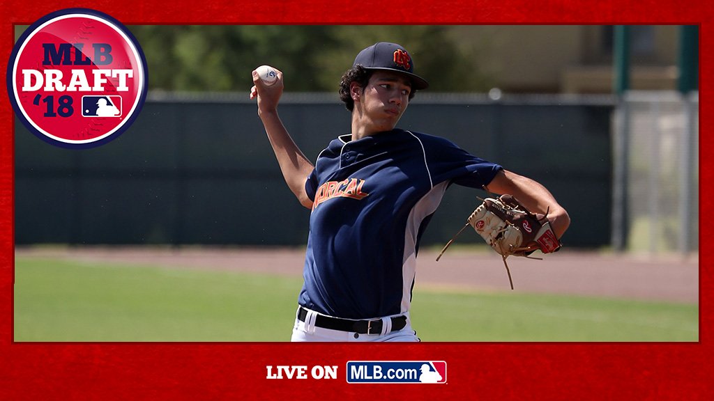 MLBDraft's tweet photo. With the 257th pick of the 2018 #MLBDraft, the @Phillies select Pinole Valley HS (Calif.) RHP Dominic Pipkin, ranked No. 92 on @MLBPipeline's Top 200 Prospects list: https://t.co/I4XB50yP67 https://t.co/8BFDCGf9HA