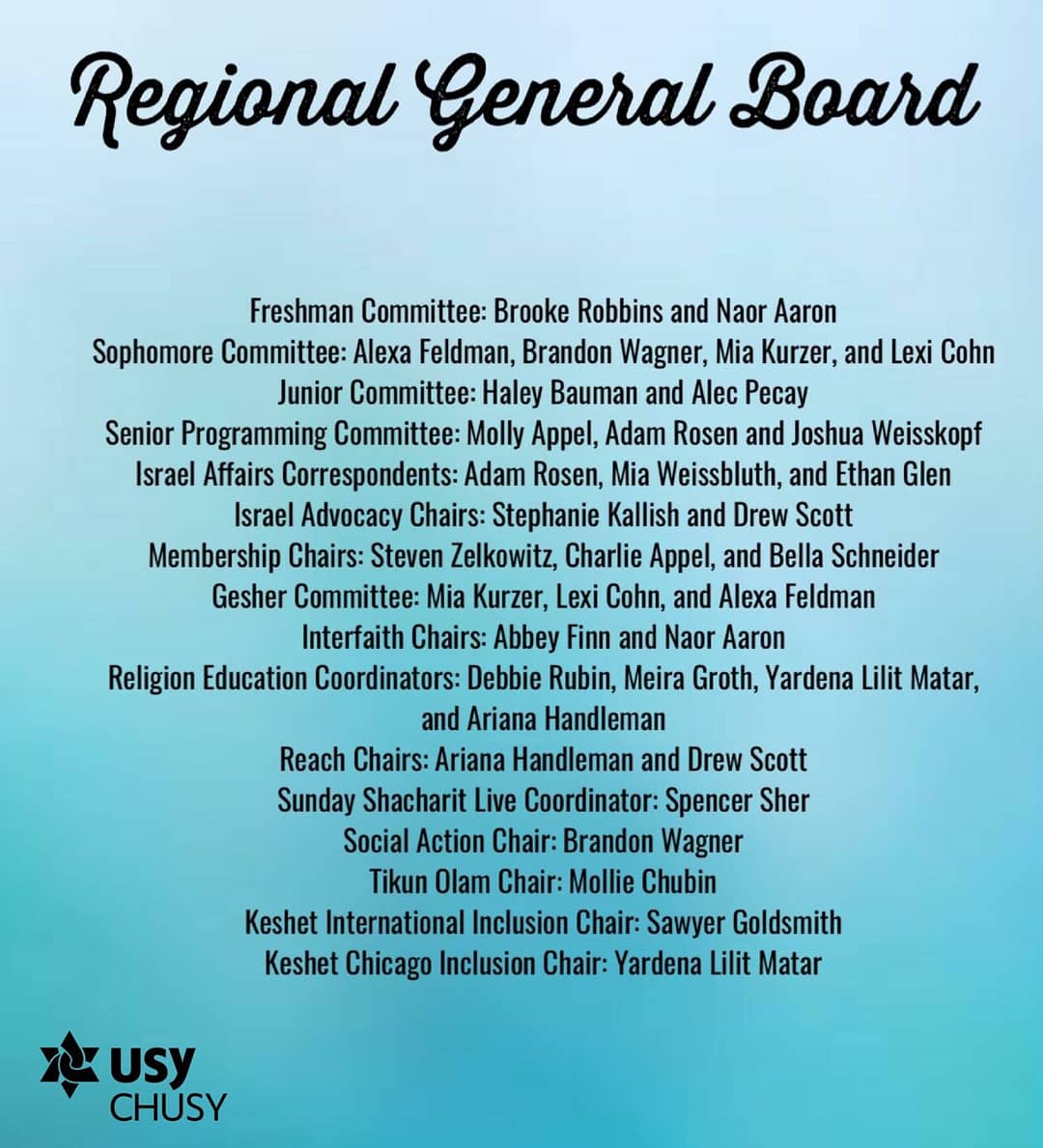 CHUSYRegion's tweet photo. Here is the new CHUSY RGB! 
Congratulations to everyone, the REB cannot wait to work with all of you! https://t.co/CDiXwOFSLl