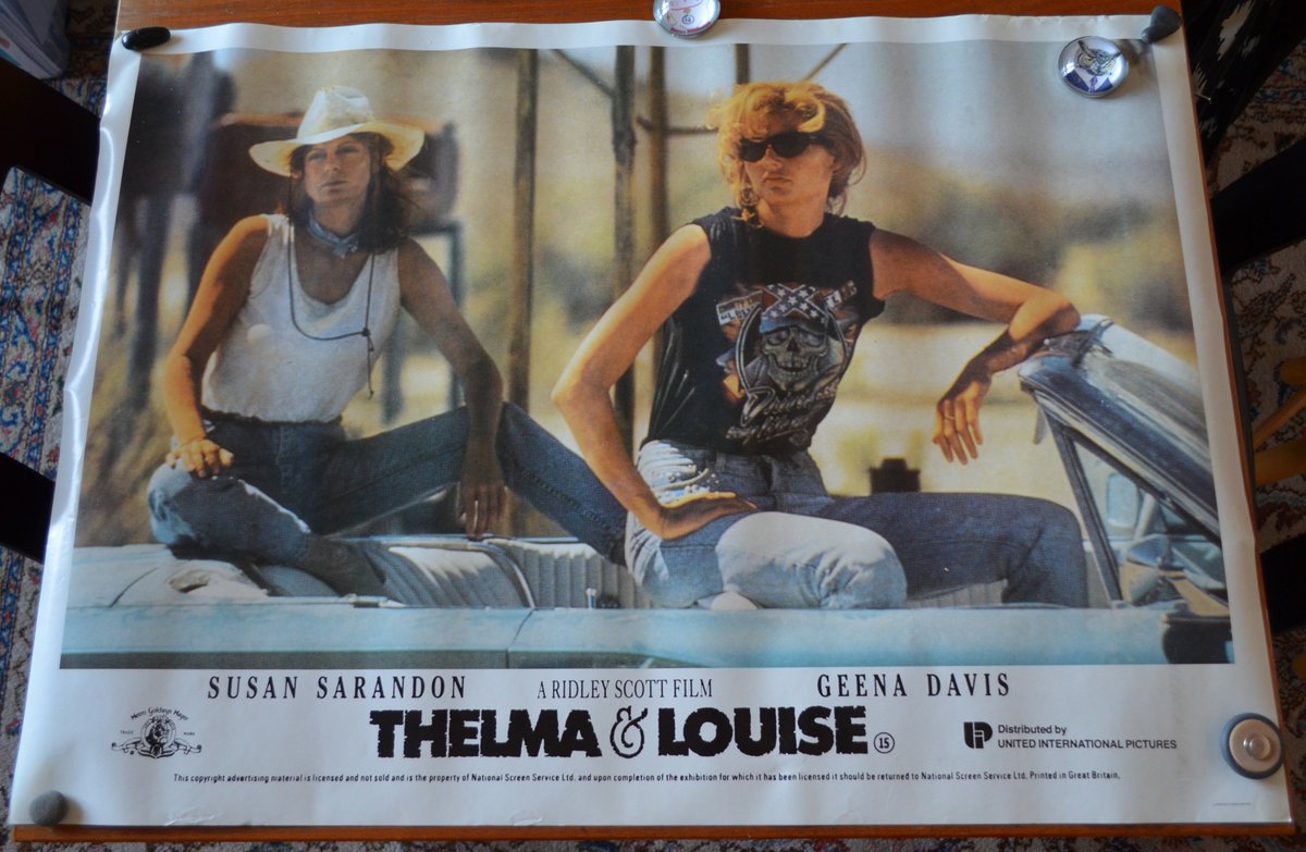 MattelJones's tweet photo. #MoviePoster #identification I can't find any images of this poster online, it's says 'property of the National Screen Service Ltd.' and was printed in Great Britain, but no dates. The UK quads I goggle don't look like this. Thanks any advice. #Thelma Louise, #RidleyScott https://t.co/mQxHS8hq2l