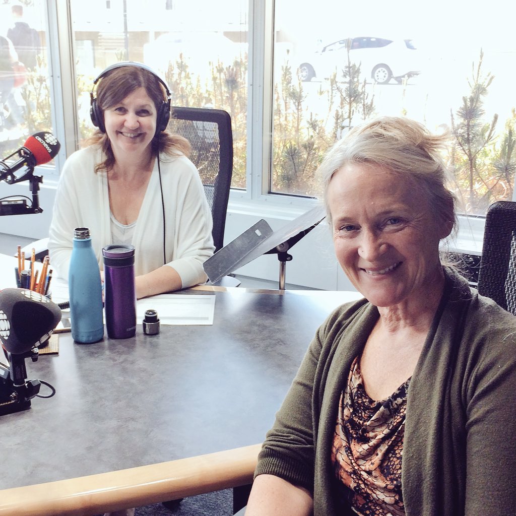 CBCHomestretch's tweet photo. A pleasure to have @sandivva join host Terri Campbell in studio to talk about the THIRD ACTion Film Festival and her non-fiction short, All The World’s A Stage, about #yyc’s theatre icons #JoyceDoolittle, #JohnMurrell & #GrantReddick https://t.co/T0d11fv9Jo