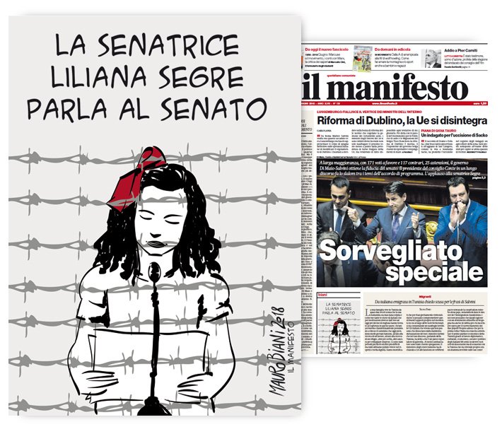 maurobiani's tweet photo. #fiduciaconte #xenofobia #esclusione #LilianaSegre La più giovane. Oggi per @ilmanifesto https://t.co/qUfJstzKXY