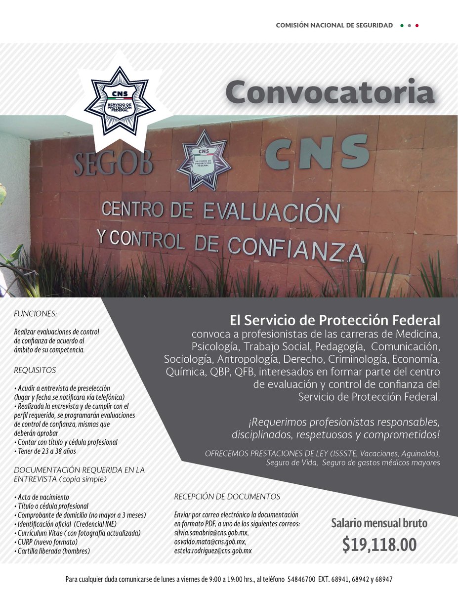 fefssipn's tweet photo. #EgresadosPolitecnicos interesados en formar parte del Centro de Evaluación y Control de confianza, Servicio de Protección Federal lanza la siguiente convocatoria #NoTeQuedesFuera https://t.co/vhqgcETWyQ