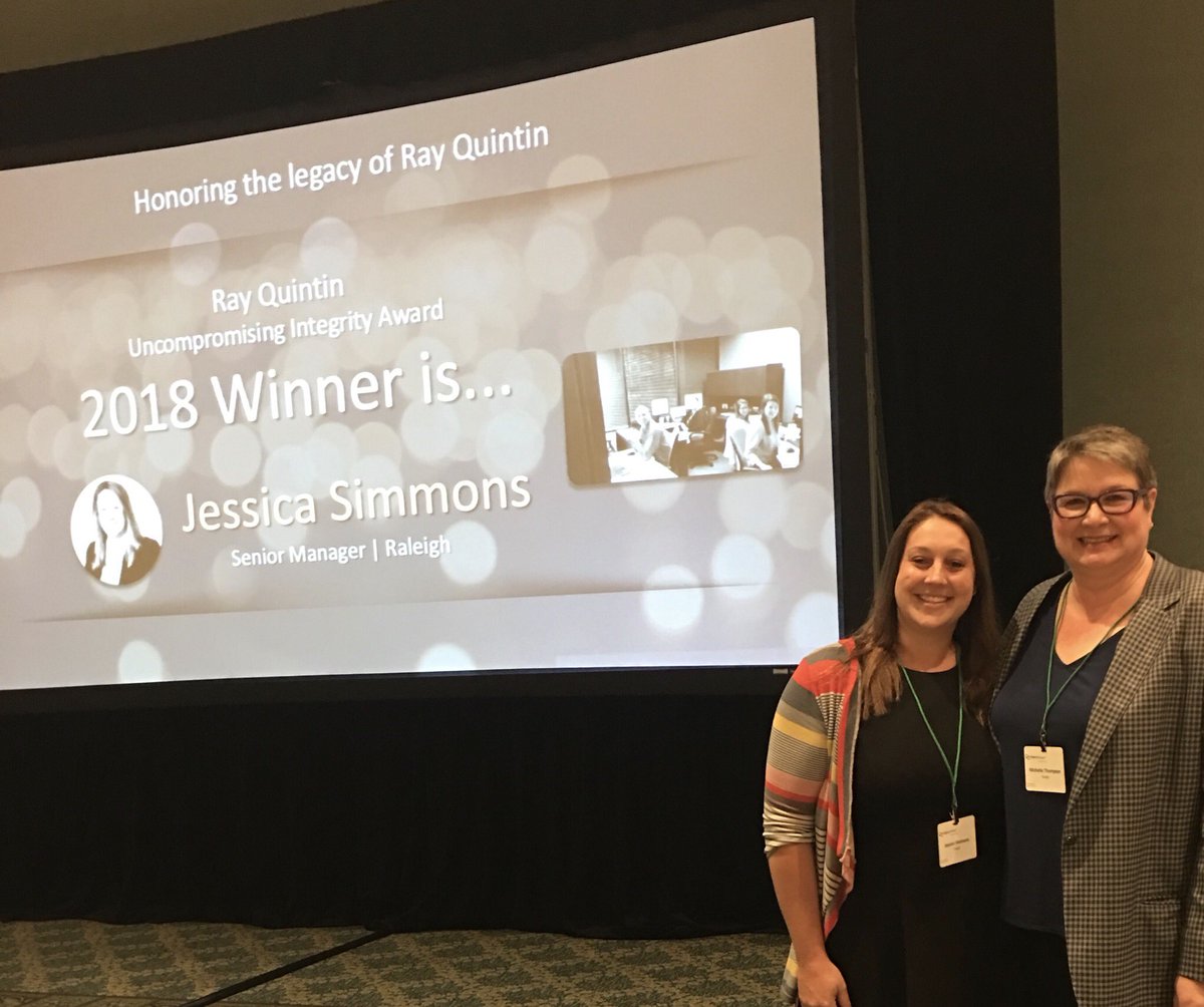 MThompsonCB's tweet photo. Proud to award the "Ray Quintin Uncompromising Integrity Award" to Auditor Jessica Simmons #auditrasu2018 #makeadifference https://t.co/6w99N6QNok