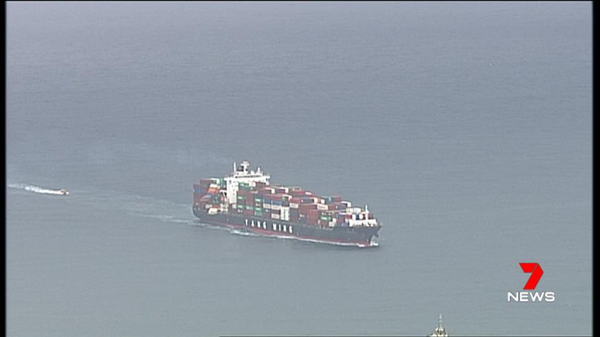 7NewsSydney's tweet photo. YM Efficiency is currently moving past headland at La Perouse. She will dock soon at Port Botany after losing 83 containers at sea off the Newcastle coast last week. https://t.co/whUsawJdd5 #YMEfficiency #7News https://t.co/q3VUJvtRuw
