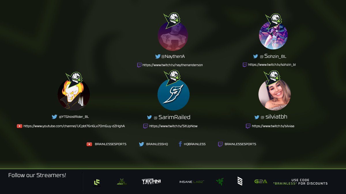 BrainlessHQ's tweet photo. Follow and check out our streamer's!

@Sohzin_BL (Lead)
@NaythenA
@YTGhostRider_BL
@SarimRailed
@silviatbh

#BFam https://t.co/KPRle82zxF
