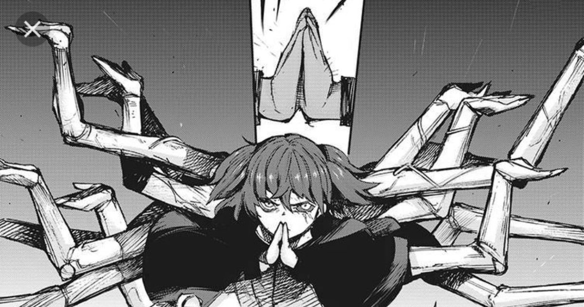 Quirks_n_all's tweet photo. Ok, so now I’m having to explain what Kagune Manipulation is 🤦🏻‍♀️ I cant wait till Saikos kagune appears in the Tg anime, if this is how people react to seeing Eto’s. #favoritechapter https://t.co/ppMqSCgUNX