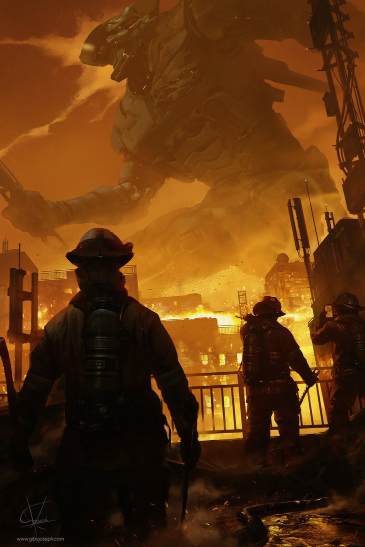 DeviantArt's tweet image. Flames cast an amber hue up and across the gargantuan mech as it battles through the urban landscape. bit.ly/2szweaD
#evangelion #robot #digitalart