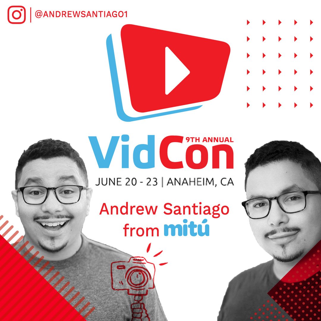 wearemitu's tweet photo. 🚨EXCITING NEWS🚨@andrewsantiago1 and the rest of the mitú gang will be at @VidCon this year! 📹🎉🙌🏽 We can’t wait to meet you and hang out with you. Hurry up and get your tickets now! https://t.co/aJ3wnuRslY #VidConUS #mituCommunity https://t.co/gyveI4kis7