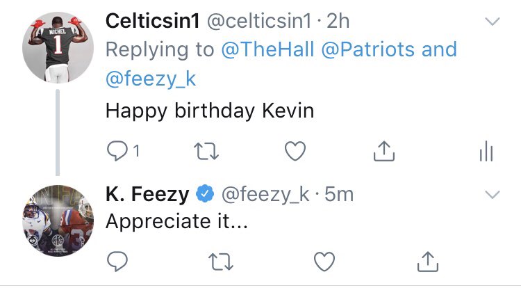 Aye happy Birthday Kevin Faulk thanks for the reply 