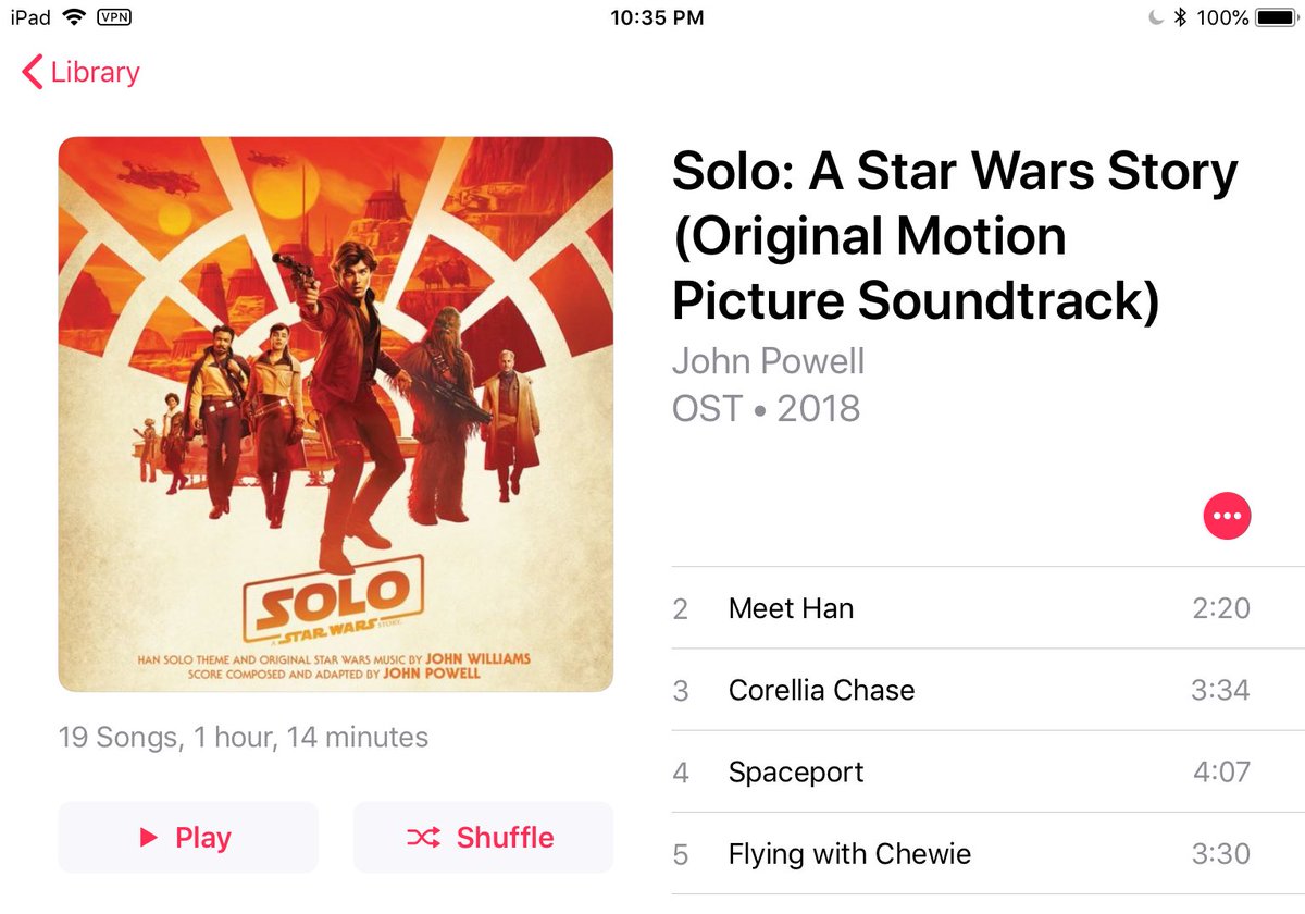 ClassicJedi77's tweet image. Tomorrows music all cued up🤘
#SoloAStarWarsStory