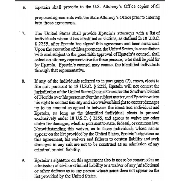 Here's the thing: I'm seeing nothing in Epstein's 2007 plea deal with the DOJ that required him to provide information to the FBI. (see pics)This begs the question of whether there was a separate agreement - still undisclosed - with the FBI.