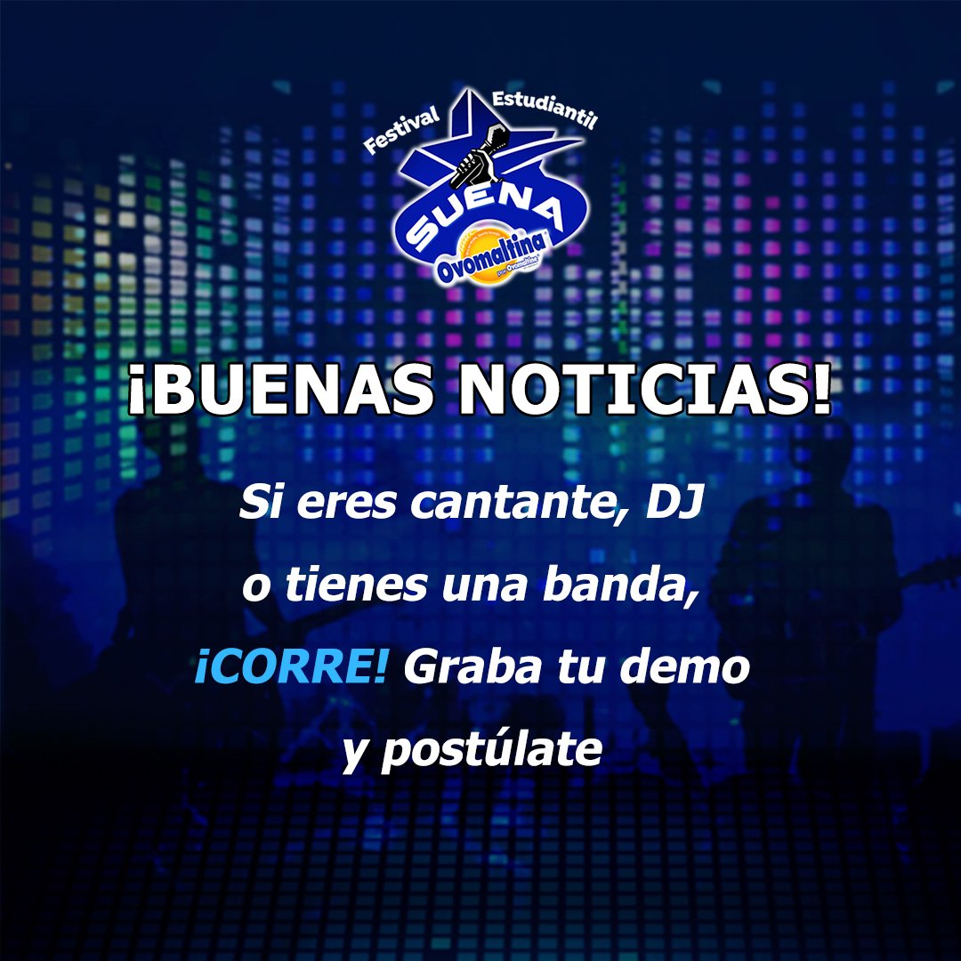 ¡Buenas noticias! Ustedes lo pidieron y Cinex los complace, extendemos la fecha de postulaciones al Festival Suena Ovomaltina en cinex.com.ve hasta el 27 mayo. Si eres cantante, DJ o tienes una banda, ¡CORRE! Y graba tu demo que el escenario espera por ti.  🎧🔥🙌