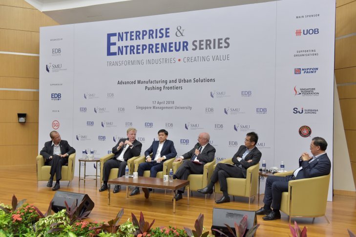 sgSMU's tweet image. At part 3 of SMU-@EDBSociety's 'Enterprise &amp;amp; Entrepreneur Series', industry experts on the panel exchanged views about ways to address new and impending challenges and opportunities of #Industry4.0 #Manufacturing4.0 : bit.ly/2kp4XTK

#SMUInsights  bit.ly/2J2gTZE