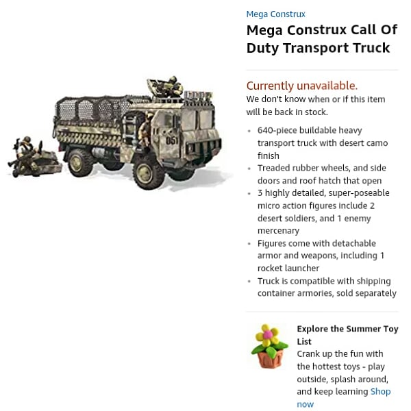 mega construx call of duty transport truck