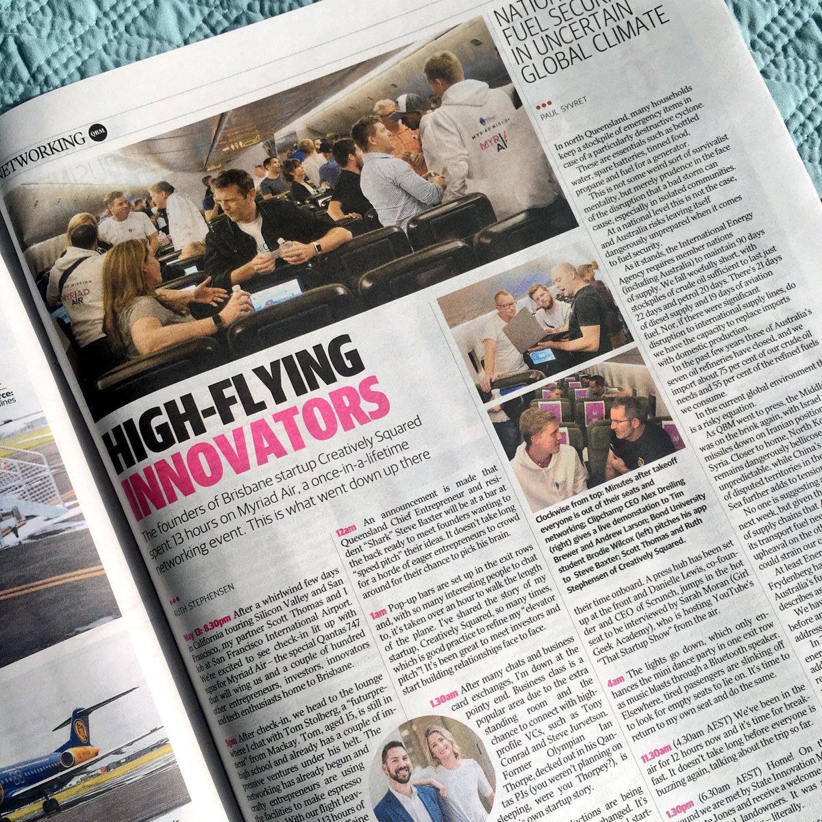 ruthstephensen's tweet photo. Reliving an awesome night aboard #MyriadAir ✈️ what really went down up there? My recap of the ultimate networking event in the clouds 👉🏻 Inside today’s QBM liftout in @couriermail https://t.co/lj0XWtHlPd