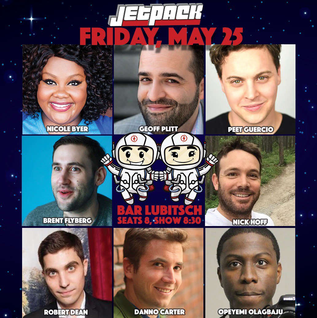 JetpackComedy's tweet photo. This Friday 5/25 8pm | Free standup show @BarLubitsch!
with @nicolebyer @BrentFlyberg @NickHoff @robertdean @hypodanno @swankyopey @GeoffreyPlitt @PeetGuercio
@thatsfunny @thecomedybureau
#jetpackcomedy #hollywood #lacomedy #losangeles #losangelesevents #laevents #barlubitsch https://t.co/rzsMdmGF0x