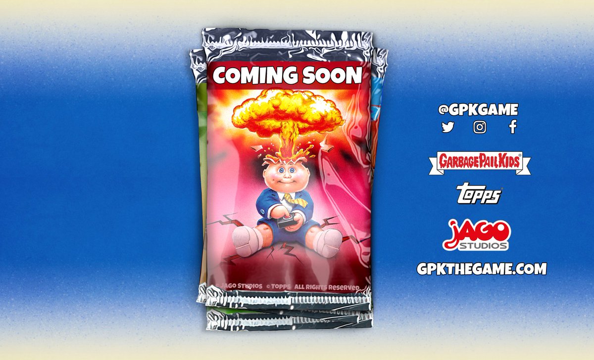 Topps's tweet photo. A #GarbagePailKids mobile game is coming from @Topps and @Jagostudios! This new RPG card battler will be available on iOS and Android. Follow @gpkgame or visit https://t.co/2iTgblg1ow for updates. #gpk #gpkgame https://t.co/EpYxTLzRuZ