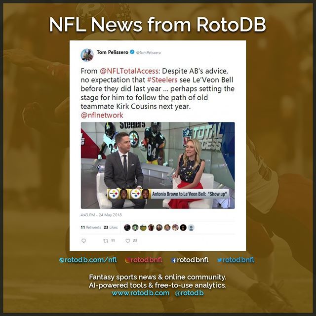 rotodbnfl's tweet photo. https://t.co/c8Uhi25dRp Le'Veon Bell (Pittsburgh Steelers) news from Tom Pelissero #Sports #Fantasy #FantasySports #NFL #NationalFootballLeague #Football #FantasyFootball #HereWeGo #Pittsburgh #PittsburghSteelers #Steelers @steelers https://t.co/oocwXsoeT7