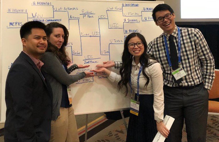 UICPharmDean's tweet photo. Graduate students of UIC College of Pharmacy Dept of Pharmacy Systems, Outcomes and Policy took the silver medal at an international research competition that was part of the International Society of Pharmacoeconomics and Outcomes Research (ISPOR) meeting in Baltimore. Congrats! https://t.co/U6WjXGRHYp