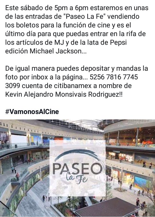 MFM_Oficial's tweet photo. Sábado la última oportunidad para entrar a la rifa, puedes ir a comprarlos personalmente el Sábado o si depositas hoy, mañana o hasta el Sábado, toma la foto del recibo y mandala a nuestra pagina de Facebook Moonwalkers Fans Monterrey

#VamonosAlCine
#TodosSomosMoonwalkers https://t.co/BxKIdCaB3m