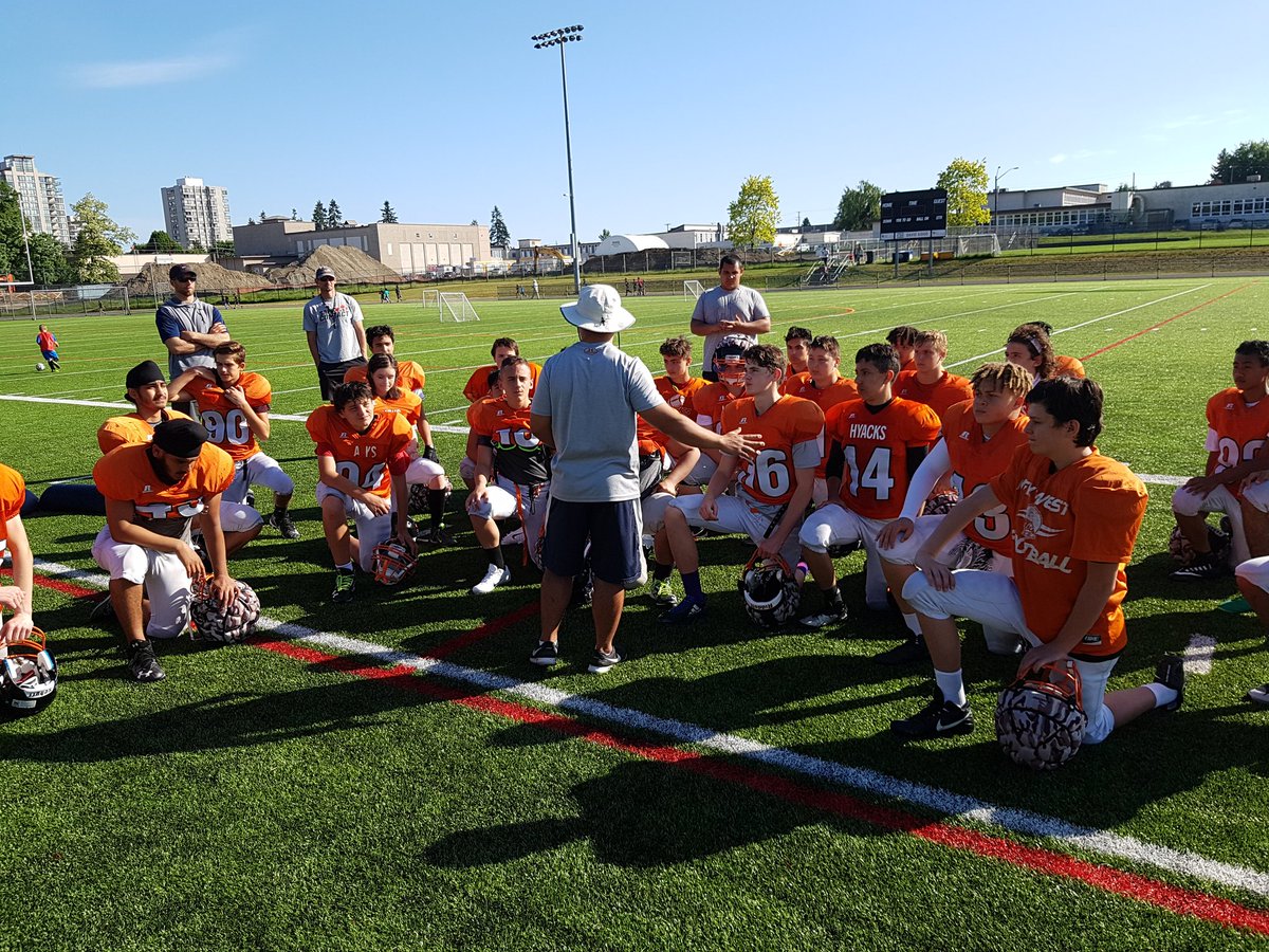 HyackFootball's tweet photo. Calling it a day on day 3 with a group of tired JVs #SpringCamp2018 #SHARP #gohyacks @BCHSFB https://t.co/w5S9MlKNyP
