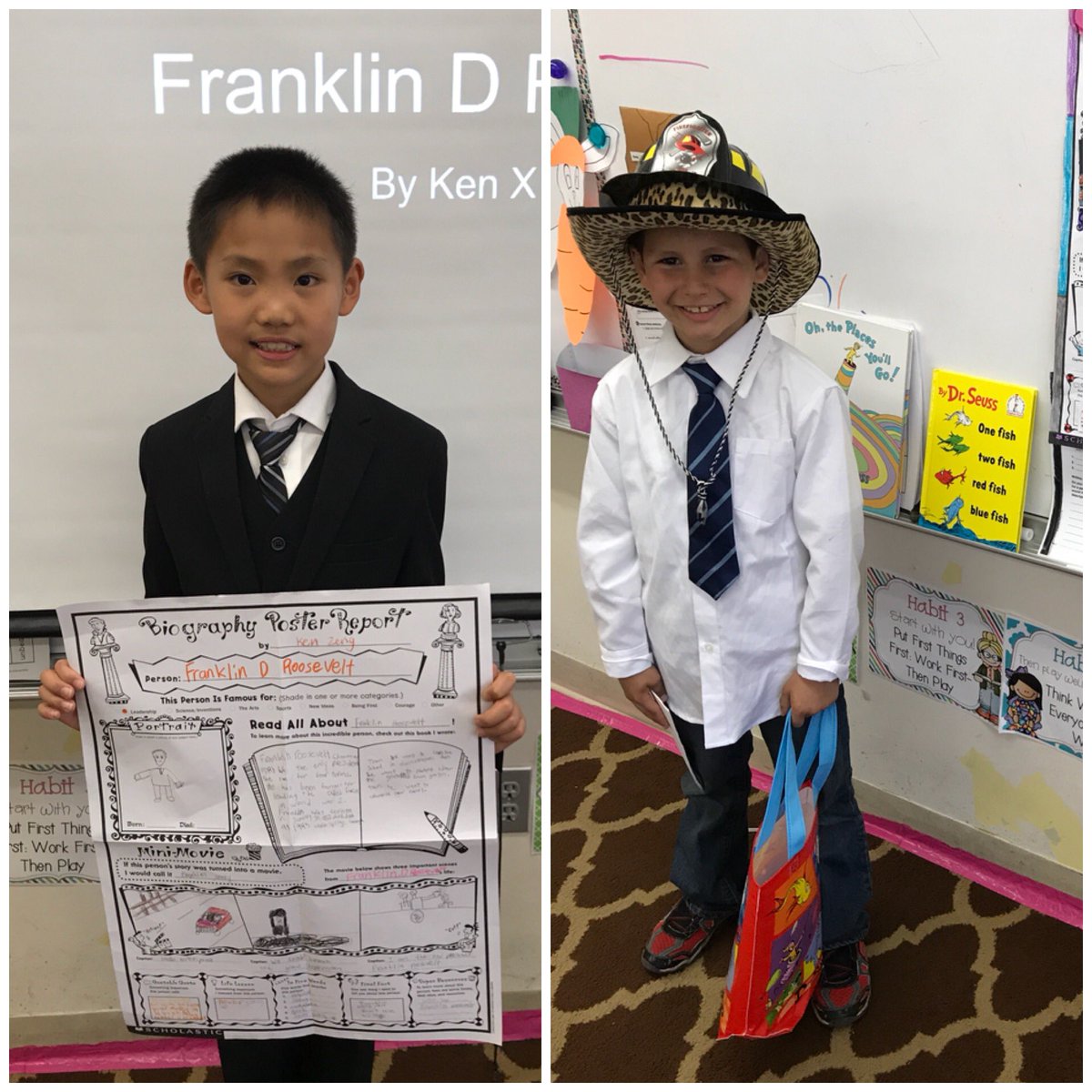 MeganMurphy611's tweet photo. Last round of biography presentations today! Check them all out @AsaPackerBASD biography fair tomorrow! #ernestshackleton #MartinLutherKingJr #FranklinDRoosevelt #DrSeuss #elizabethhamilton https://t.co/8QDlEltlAq