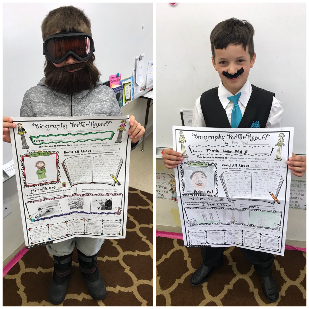 MeganMurphy611's tweet photo. Last round of biography presentations today! Check them all out @AsaPackerBASD biography fair tomorrow! #ernestshackleton #MartinLutherKingJr #FranklinDRoosevelt #DrSeuss #elizabethhamilton https://t.co/8QDlEltlAq