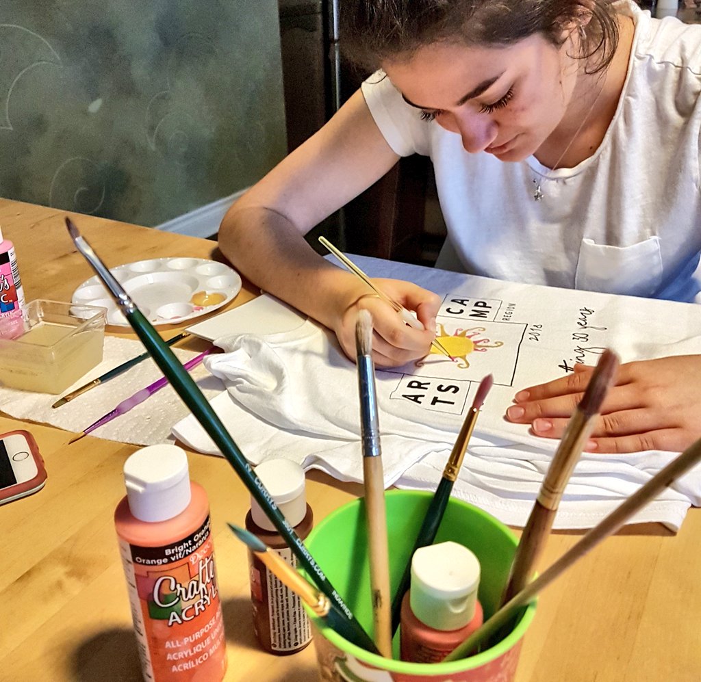 30th Anniversary of @YRDSBArtsCamp t-shirt design time! Just 2 more days until this camper heads to Camp White Pine for the time of her life. #makingmemories #thearts #yrdsbartscamp #creativity