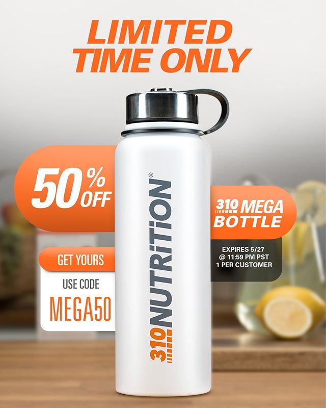 310Nutrition's tweet photo. DRINK BIG

When you lead a busy life, you don’t have time for pit stops. Fill up once and go with our 40 oz. #310Mega Bottle. Double wall vacuum insulation ensures that your cold #beverages like refreshing #310Lemonade stay ice cold for up to 12 hours an… https://t.co/8j81GzxKpc https://t.co/OykmyQ2XAf