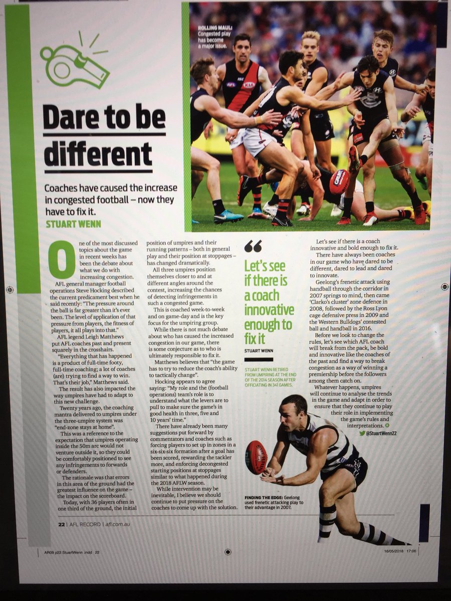 ICYMI: why the first option to solve increasing congestion in <a href="/AFL/">AFL</a> shouldn’t be to change the rules - “Coaches have caused it, so let’s see if there is a coach innovative enough to fix it in pursuit of a Premiership.”