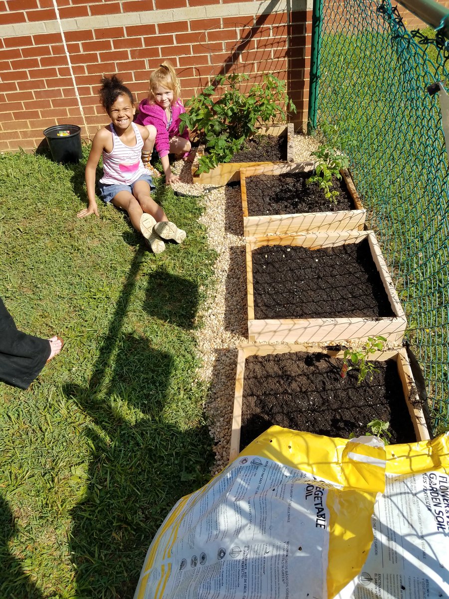 jilltleonard's tweet photo. Finishing setting up beds, planting, and spreading rock. Ready for @SCESWildcats summer school to water &amp; weeding til fall takes over to harvest! Love gardening w/ students. @WCDE_TN @Kimberhalliburt @mchonec5 #Toolbox4Education https://t.co/FHKqzd0OZE