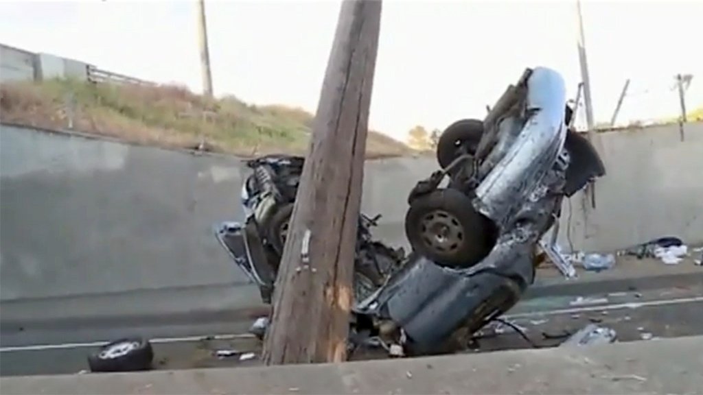TRAGIC ACCIDENT. Yesterday we showed you video of a truck that took out 2 light poles &amp; barely slowed down. But sadly, a driver in Sacramento was killed when he hit a utility pole with enough force to bend the car in half. Remember, please drive safely: buff.ly/2klao69