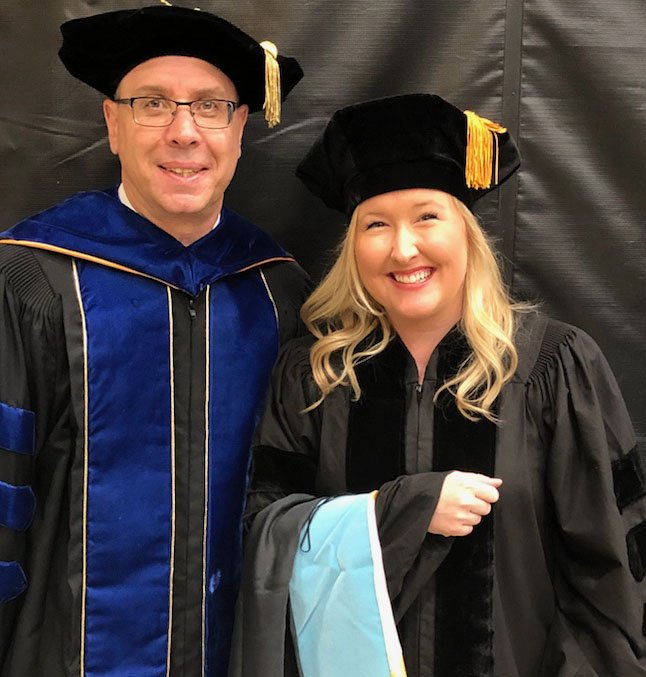 bsadera's tweet image. So excited to introduce our most recent doctoral graduate @towsonistc, Congratulations Dr. Ziegler! Her dissertation research focused on the impact of social networks and the co-construction of knowledge in asynchronous learning environments. #towsongrad #towsonistc